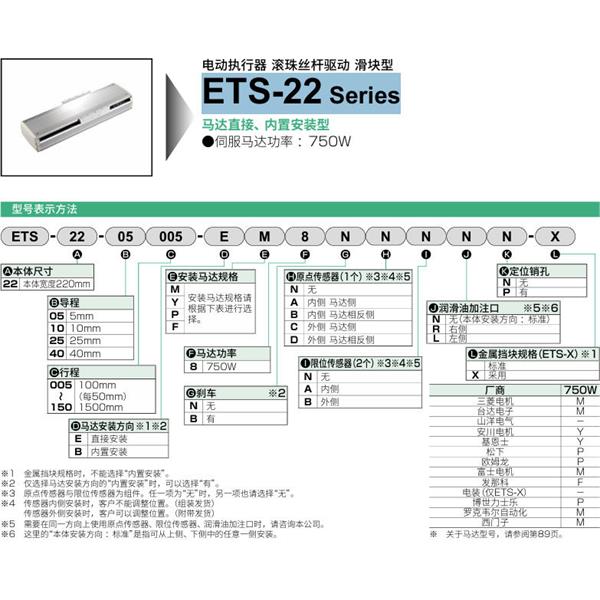 CKD喜開(kāi)理電動(dòng)執(zhí)行器（無(wú)馬達(dá)型）滑塊型ETS-22-25025-EM8NNNNN