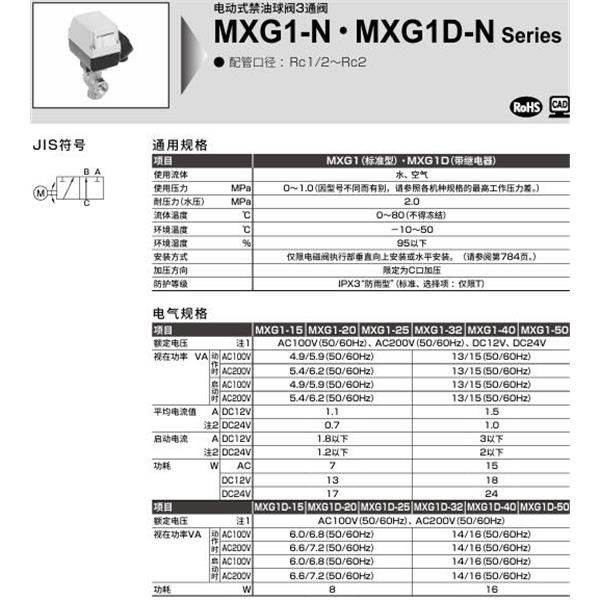 CKD喜開理電動式球閥2?3通閥MXG1-25-NT-1