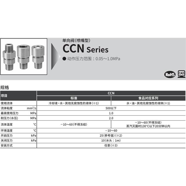 CKD喜開理單向閥（噴嘴型）CCN-10F-A-FP2